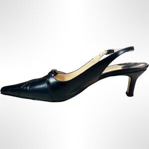 Amalfi Black Leather Slings, Size 5, good condition